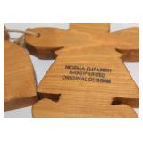 Set of 4 Handcrafted Wooden Santa Ornaments by Norma Elizabeth