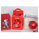 Collection of Holiday Ornaments and Decorations Including Coca-Cola and Ty Bears