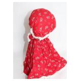 Vintage Country Mouse Fabric Doll with Red Floral Dress