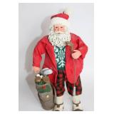 Vintage Santa Claus Golfer Figurine with Golf Bag