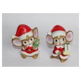 Set of 2 Homco Santa Mouse Figurines
