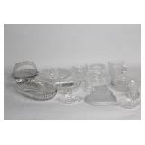 Collection of 12 Clear Glassware Items with Various Designs