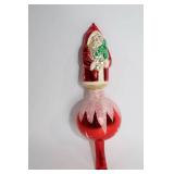 Vintage Santa Claus Tree Topper with Glittered Red Ornament