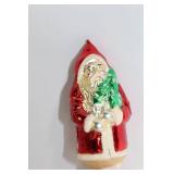 Vintage Santa Claus Tree Topper with Glittered Red Ornament