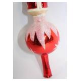 Vintage Santa Claus Tree Topper with Glittered Red Ornament