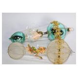 Collection of Vintage Glass Christmas Ornaments with Wire Accents