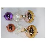 Collection of Vintage Glass Christmas Ornaments with Wire Accents