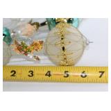 Collection of Vintage Glass Christmas Ornaments with Wire Accents