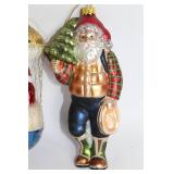 Set of 5 Hand-Painted Glass Christmas Ornaments