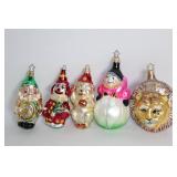 Set of 5 Vintage Glass Christmas Ornaments with Intricate Designs