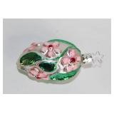 Set of 5 Vintage Glass Christmas Ornaments with Floral and Tree Designs