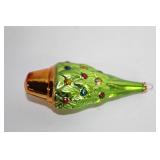 Set of 5 Vintage Glass Christmas Ornaments with Floral and Tree Designs