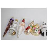 Set of 7 Handcrafted Glass Christmas Ornaments