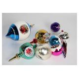 Set of 10 Vintage Handblown Glass Ornaments