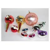 Set of 10 Vintage Glass Christmas Ornaments