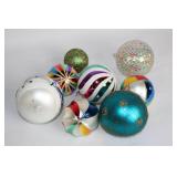 Set of 9 Assorted Glass Christmas Ornaments