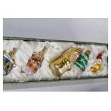 Set of 6 Vintage Glass Christmas Ornaments in Decorative Box