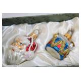 Set of 6 Vintage Glass Christmas Ornaments in Decorative Box