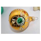 Collection of 8 Vintage Glass Christmas Ornaments with Glitter