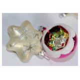Collection of 8 Vintage Glass Christmas Ornaments with Glitter