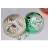 Collection of 8 Vintage Glass Christmas Ornaments with Glitter