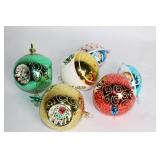 Set of 7 Assorted Vintage Hand-Painted Glass Christmas Ornaments