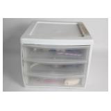 Plastic Craft Storage Drawer with Assorted Bead and Craft Supplies