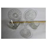 Set of Vintage Glass Serving Bowls and Dessert Plates