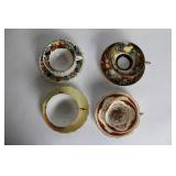 Set of 4 Vintage Porcelain Tea Cup & Saucer Sets with Floral Designs