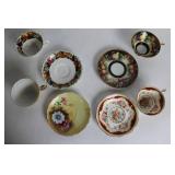 Set of 4 Vintage Porcelain Tea Cup & Saucer Sets with Floral Designs