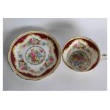 Set of 4 Vintage Porcelain Tea Cup & Saucer Sets with Floral Designs