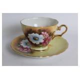 Set of 4 Vintage Porcelain Tea Cup & Saucer Sets with Floral Designs