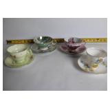 Set of 4 Vintage Floral Teacup and Saucer Sets