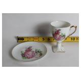 Vintage Pinkie and Floral Tea Set with Cups, Saucers, and Plate