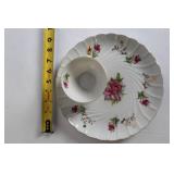 Vintage Pinkie and Floral Tea Set with Cups, Saucers, and Plate