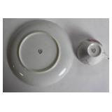 Vintage Pinkie and Floral Tea Set with Cups, Saucers, and Plate