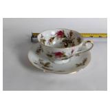 Vintage Pinkie and Floral Tea Set with Cups, Saucers, and Plate