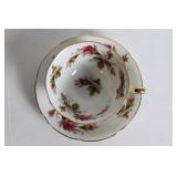 Vintage Pinkie and Floral Tea Set with Cups, Saucers, and Plate