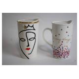 Set of 2 Ceramic Travel Mugs - Starbucks and Mary Kay Designs