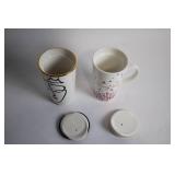Set of 2 Ceramic Travel Mugs - Starbucks and Mary Kay Designs