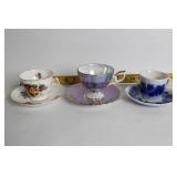 Set of 3 Assorted Bone China Teacup and Saucer Sets