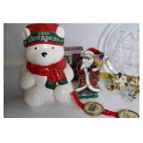 Vintage Holiday Collection with Santa Bear Cookie Jar and Christmas Decorations