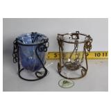 Lot of 4 Decorative Glass and Metal Candle Holders