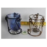 Lot of 4 Decorative Glass and Metal Candle Holders