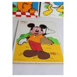 Set of 3 Vintage Playskool Puzzles: Mickey Mouse, Donald Duck, Garfield