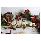 Set of Christmas Decorations with NOEL Stocking Holders and Festive Accents