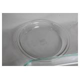Collection of 5 Glass Baking and Pie Dishes including Pyrex and Anchor