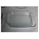 Collection of 5 Glass Baking and Pie Dishes including Pyrex and Anchor