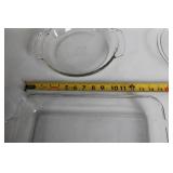 Collection of 5 Glass Baking and Pie Dishes including Pyrex and Anchor