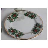 Collection of Christmas Themed Porcelain Dinnerware and Decorations